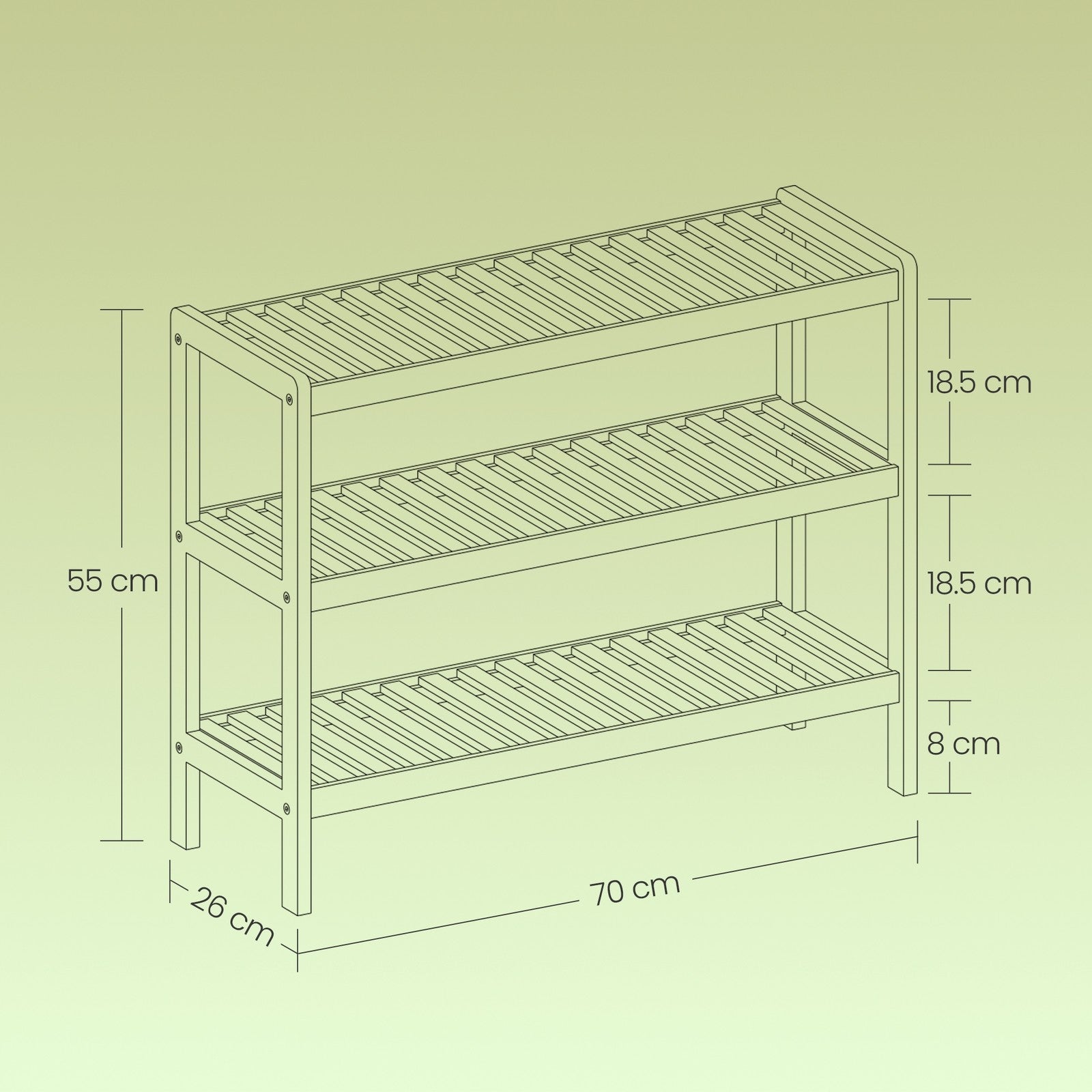 3-Tier Shoe Rack – Bamboo – White – Ideal for Entryway and Bathroom