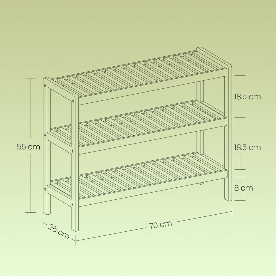 3-Tier Shoe Rack – Bamboo – White – Ideal for Entryway and Bathroom