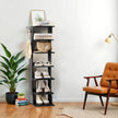 7-Tier Shoe Rack – Metal – Black – Slim Corner Design with Hooks