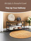 Shoe Bench – Metal – Rustic Brown – Entryway Storage with Seat and 2 Mesh Shelves