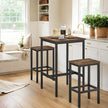 Bar Table Set – Wood and Metal – Rustic Brown and Black – Includes 2 Bar Stools