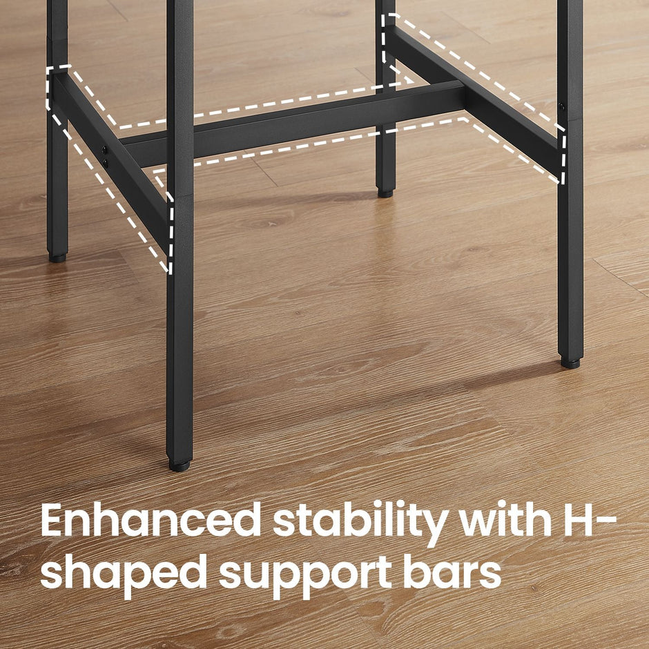 Bar Table Set – Wood and Metal – Rustic Brown and Black – Includes 2 Bar Stools