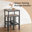 Bar Table Set – Wood and Metal – Rustic Brown and Black – Includes 2 Bar Stools