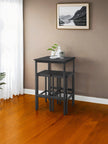 Bar Table Set – Wood and Metal – Rustic Brown and Black – Includes 2 Bar Stools