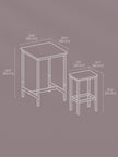 Bar Table Set – Wood and Metal – Rustic Brown and Black – Includes 2 Bar Stools