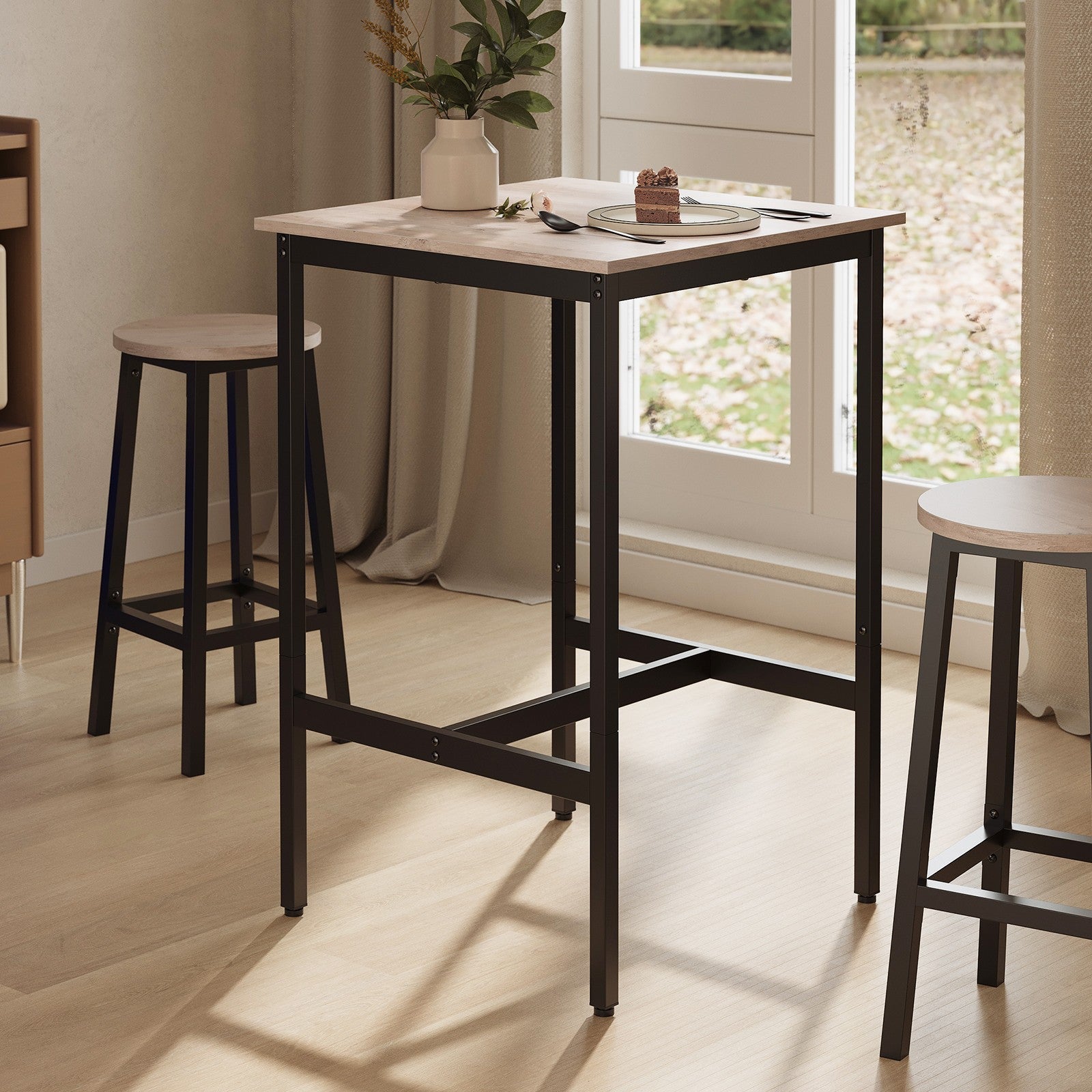 Bar Table – Steel – Black – Industrial Style, Easy Assembly, 60 x 60 x 92 cm