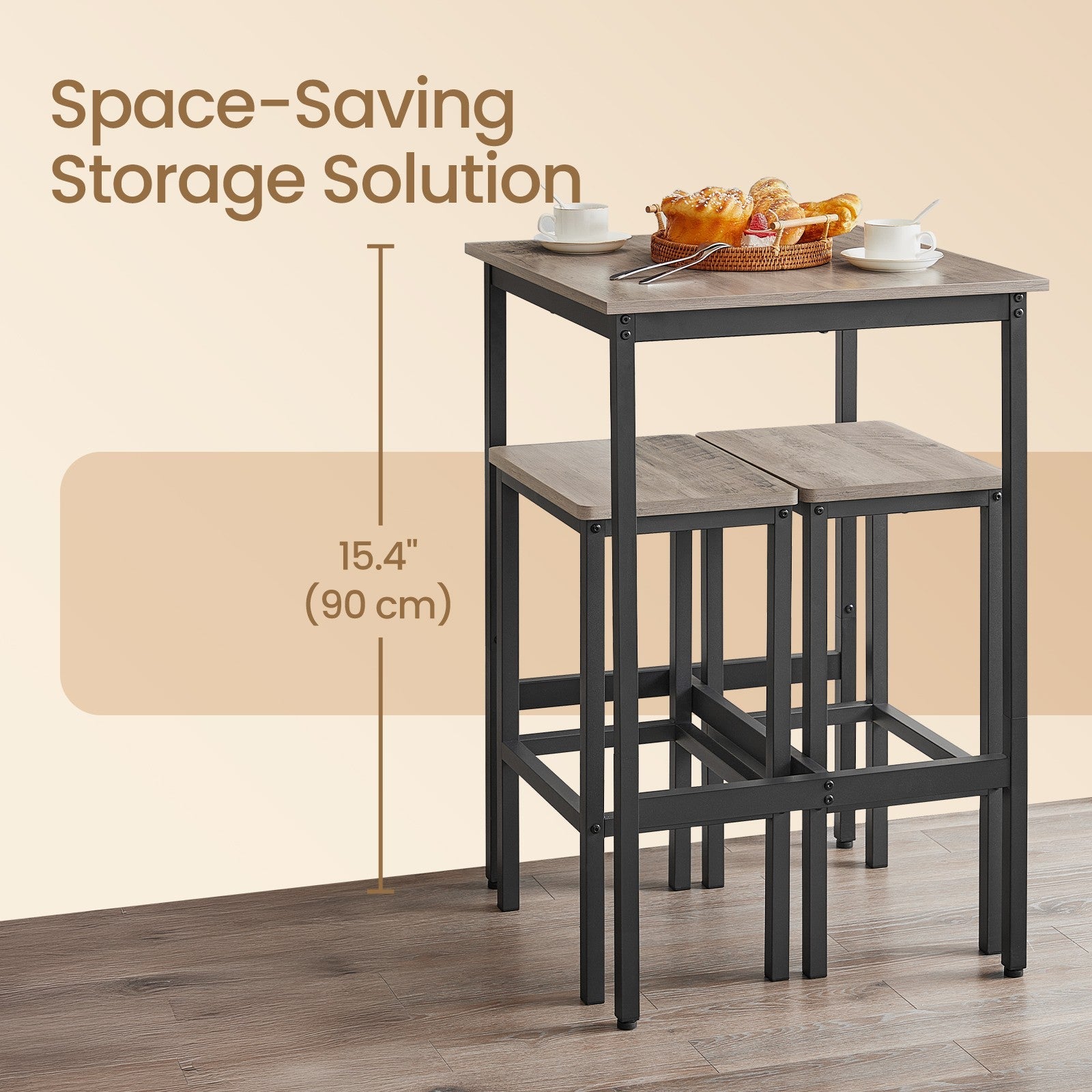 Bar Table – Steel – Black – Industrial Style, Easy Assembly, 60 x 60 x 92 cm
