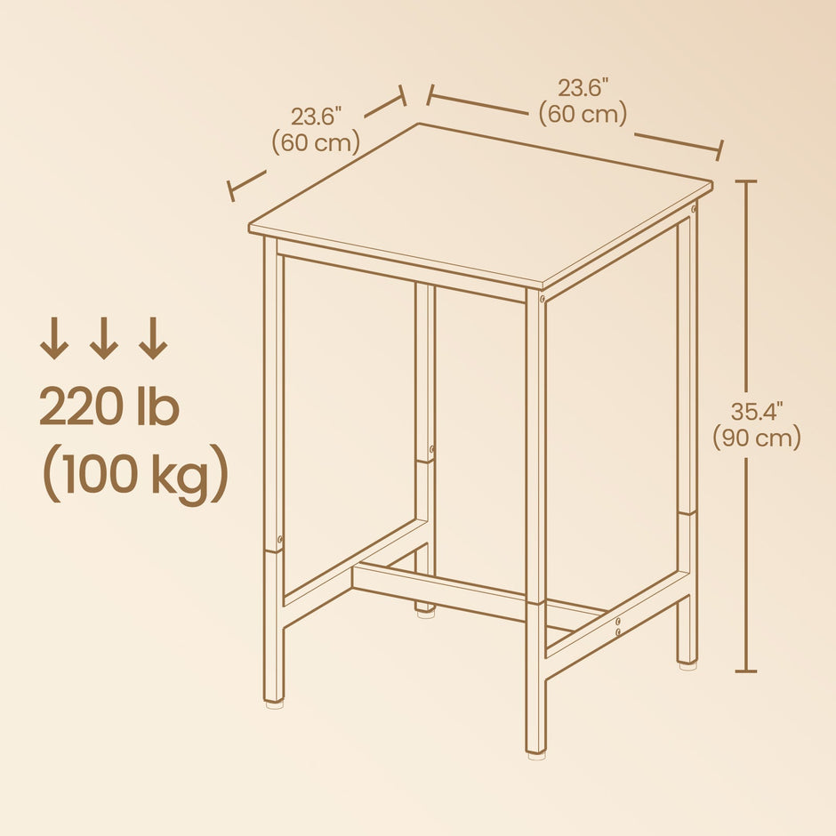 Bar Table – Steel – Black – Industrial Style, Easy Assembly, 60 x 60 x 92 cm