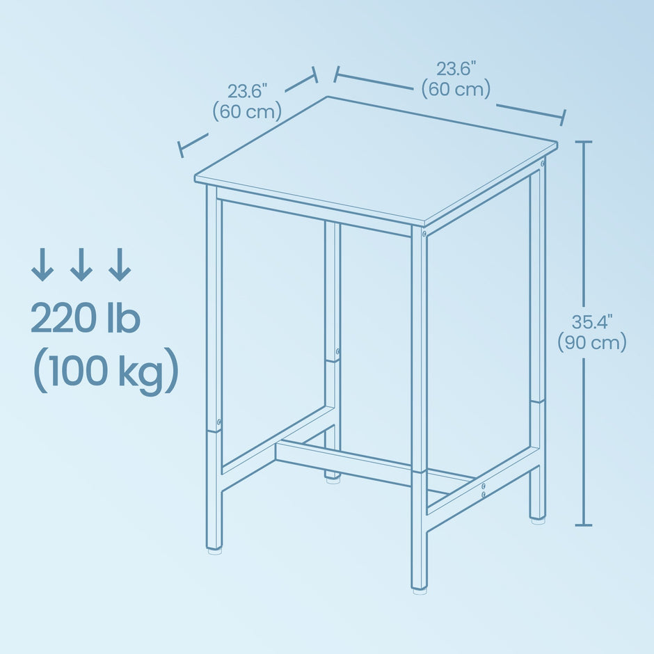 Bar Table – Steel – Black – Industrial Style, Easy Assembly, 60 x 60 x 92 cm