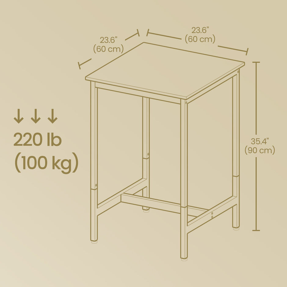 Bar Table – Steel – Black – Industrial Style, Easy Assembly, 60 x 60 x 92 cm