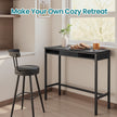 Bar Table – Wood and Non-Woven Fabric – Ebony Black – Includes Charging Station and Movable Drawer