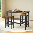 Bar Table Set – Wood – Rustic Brown – Includes 2 Stools for Kitchen and Living Room