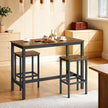 Bar Table Set – Wood – Rustic Brown – Includes 2 Stools for Kitchen and Living Room