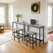 Dining Table Set – Steel – Rustic Brown and Black – Includes Bar Table and 2 Stools