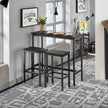 Bar Table Set – Steel – Rustic Brown and Black – Includes Two Stools