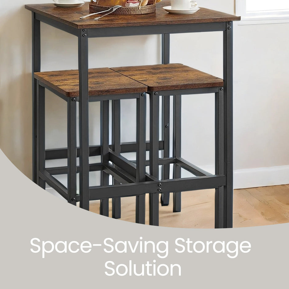 Bar Table – Heavy-Duty Steel – Rustic Brown and Black – Industrial Style, Easy Assembly