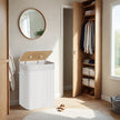 Laundry Hamper – Bamboo – White – Foldable with Lid and 3 Handles, 72 L Capacity