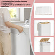 Laundry Hamper – Bamboo – White – Foldable with Lid and 3 Handles, 72 L Capacity