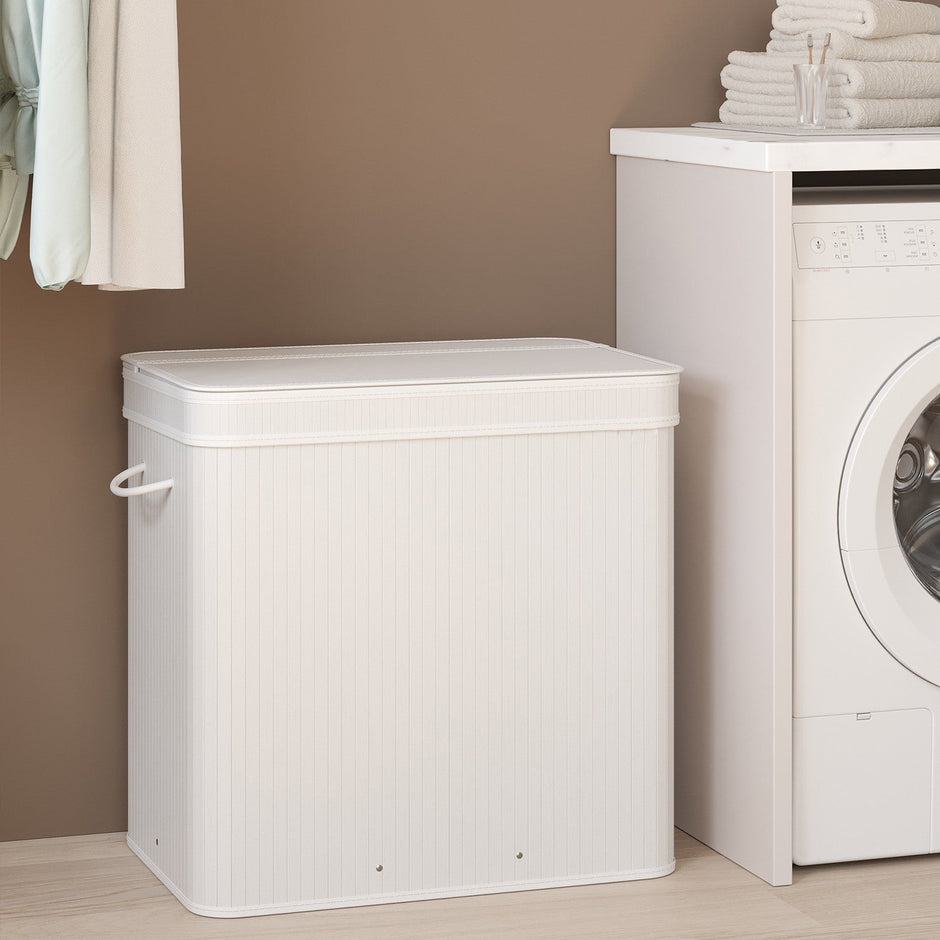 Laundry Hamper – Bamboo – Grey – Removable and Machine Washable with Lid