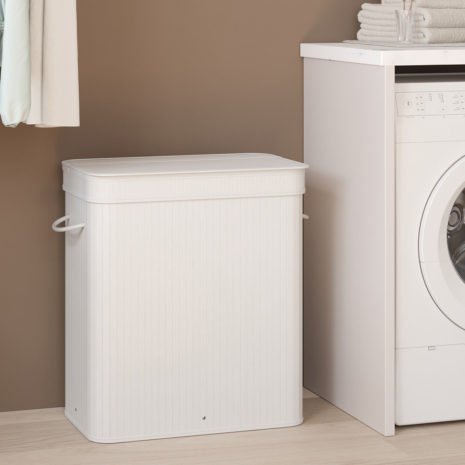 Laundry Hamper – Bamboo – Grey – Removable and Machine Washable with Lid