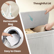 Laundry Hamper – Bamboo – Grey – Removable and Machine Washable with Lid