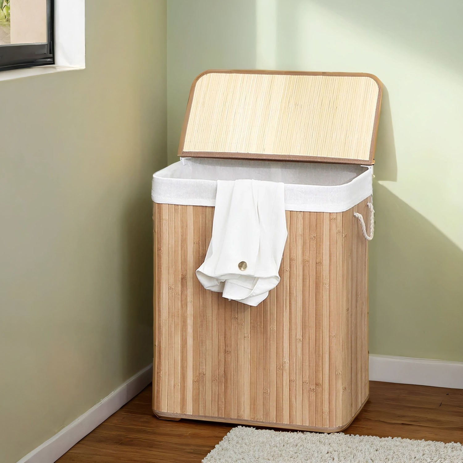 Laundry Basket – Fabric – Distressed Grey – 100L with Removable Liner and Lid