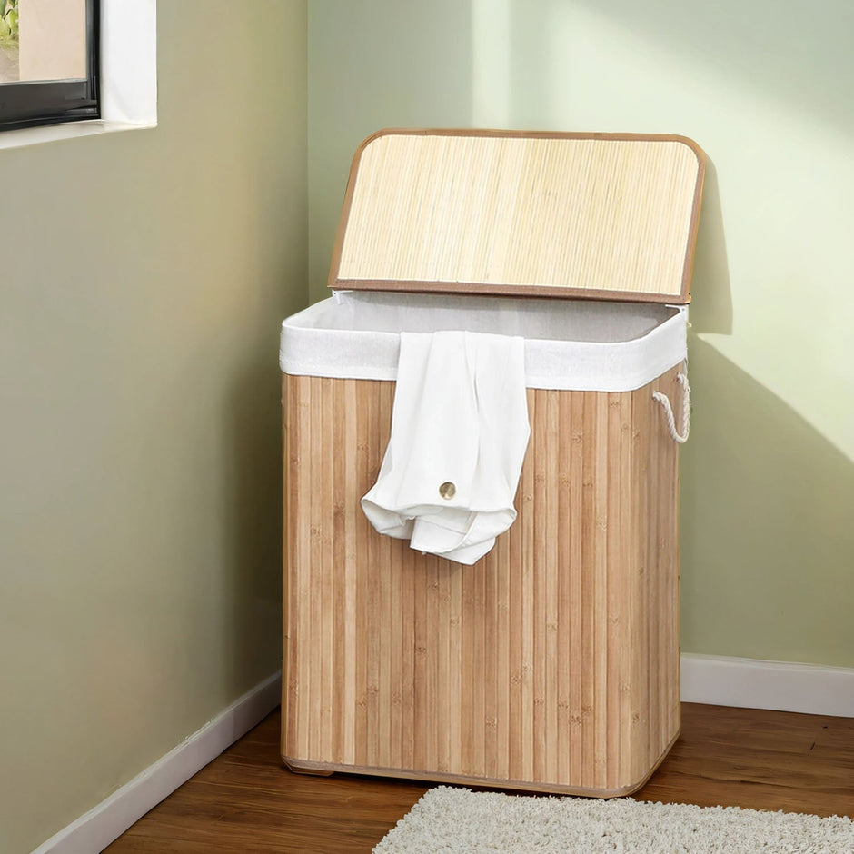 Laundry Basket – Fabric – Distressed Grey – 100L with Removable Liner and Lid