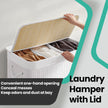 3-Section Laundry Hamper – Bamboo – Natural – Removable Liner, 150 L Capacity