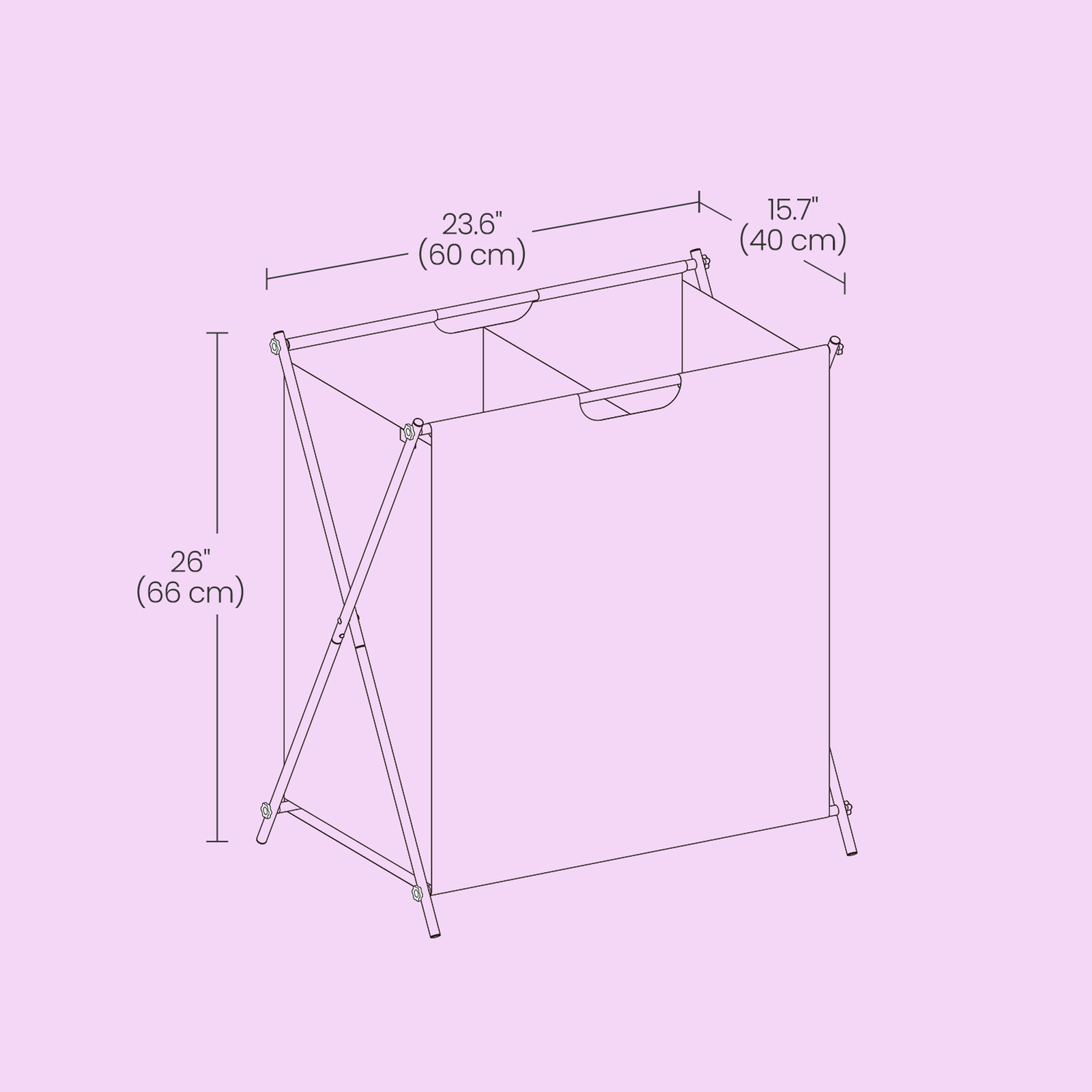 Laundry Sorter – Fabric – Ink Black – 4 Sections with Labels and Collapsible Frame