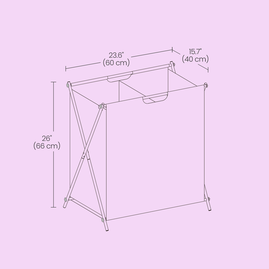 Laundry Sorter – Fabric – Ink Black – 4 Sections with Labels and Collapsible Frame