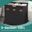 Laundry Sorter – Fabric – Ink Black – 4 Sections with Labels