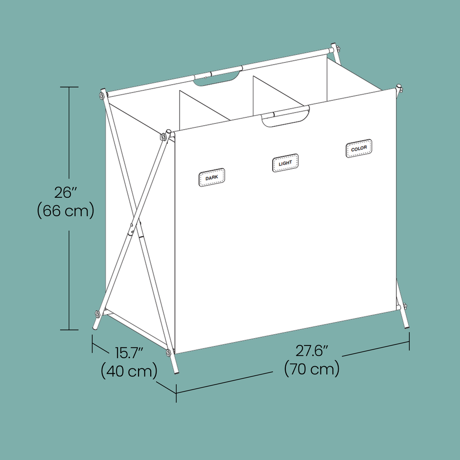 Laundry Sorter – Fabric – Ink Black – 4 Sections with Labels