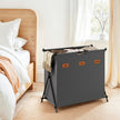 Collapsible 3-Section Laundry Basket – Fabric – Grey – 135L Capacity with Customizable Labels