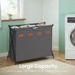 Foldable Laundry Basket – Fabric – Grey – 155 L Capacity with Customizable Labels