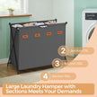Foldable Laundry Basket – Fabric – Grey – 155 L Capacity with Customizable Labels