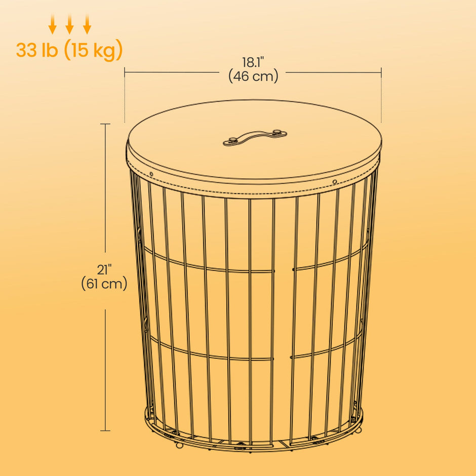 Round Laundry Hamper – Fabric – Ink Black – 95L Capacity with Removable Liner