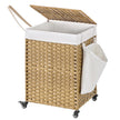 Rolling Laundry Hamper – Handwoven Rattan-Style – Natural – 120L Capacity with Removable Liner and Lid