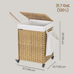 Rolling Laundry Hamper – Handwoven Rattan-Style – Natural – 120L Capacity with Removable Liner and Lid