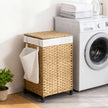 Rolling Laundry Hamper – Handwoven Rattan-Style – Natural – 120L Capacity with Removable Liner and Lid