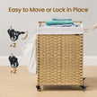 Rolling Laundry Hamper – Handwoven Rattan-Style – Natural – 120L Capacity with Removable Liner and Lid