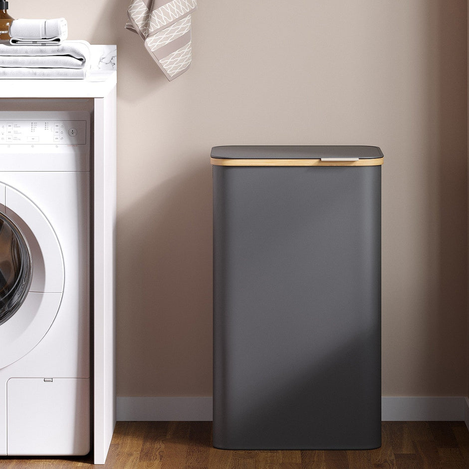 Laundry Hamper – Fabric – Ink Black – Large Capacity with Lid and Removable Mesh Liner