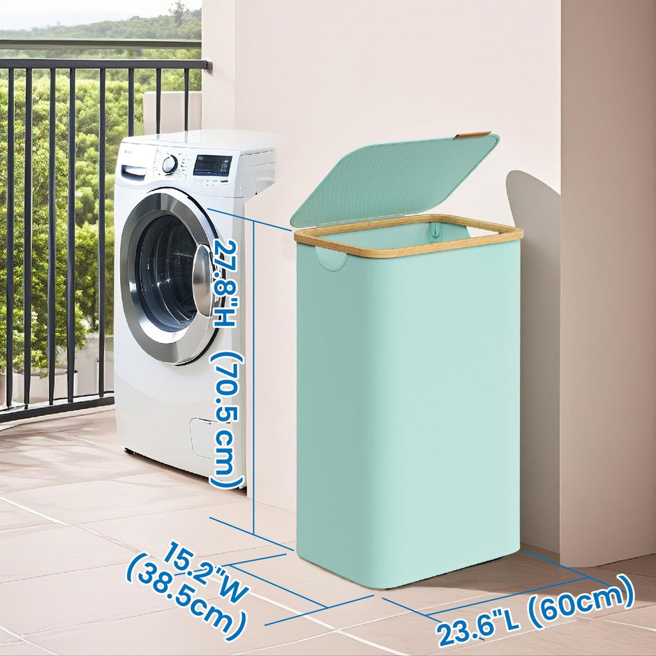 Laundry Hamper – Fabric – Ink Black – Large Capacity with Lid and Removable Mesh Liner