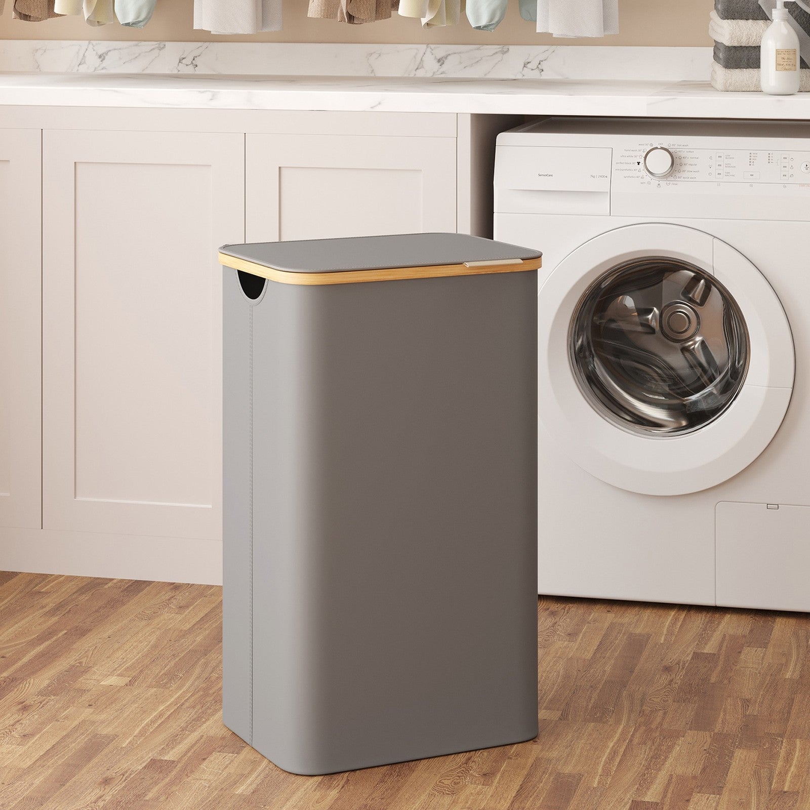 Laundry Hamper – Fabric – Ink Black – Large Capacity with Lid and Removable Mesh Liner
