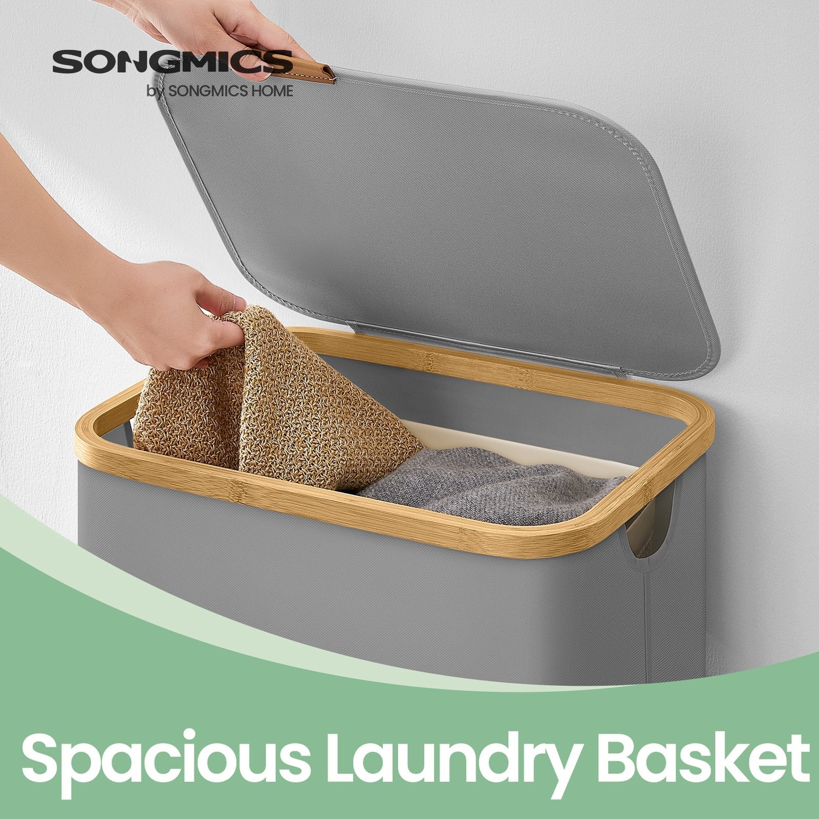 Laundry Hamper – Fabric – Ink Black – Large Capacity with Lid and Removable Mesh Liner