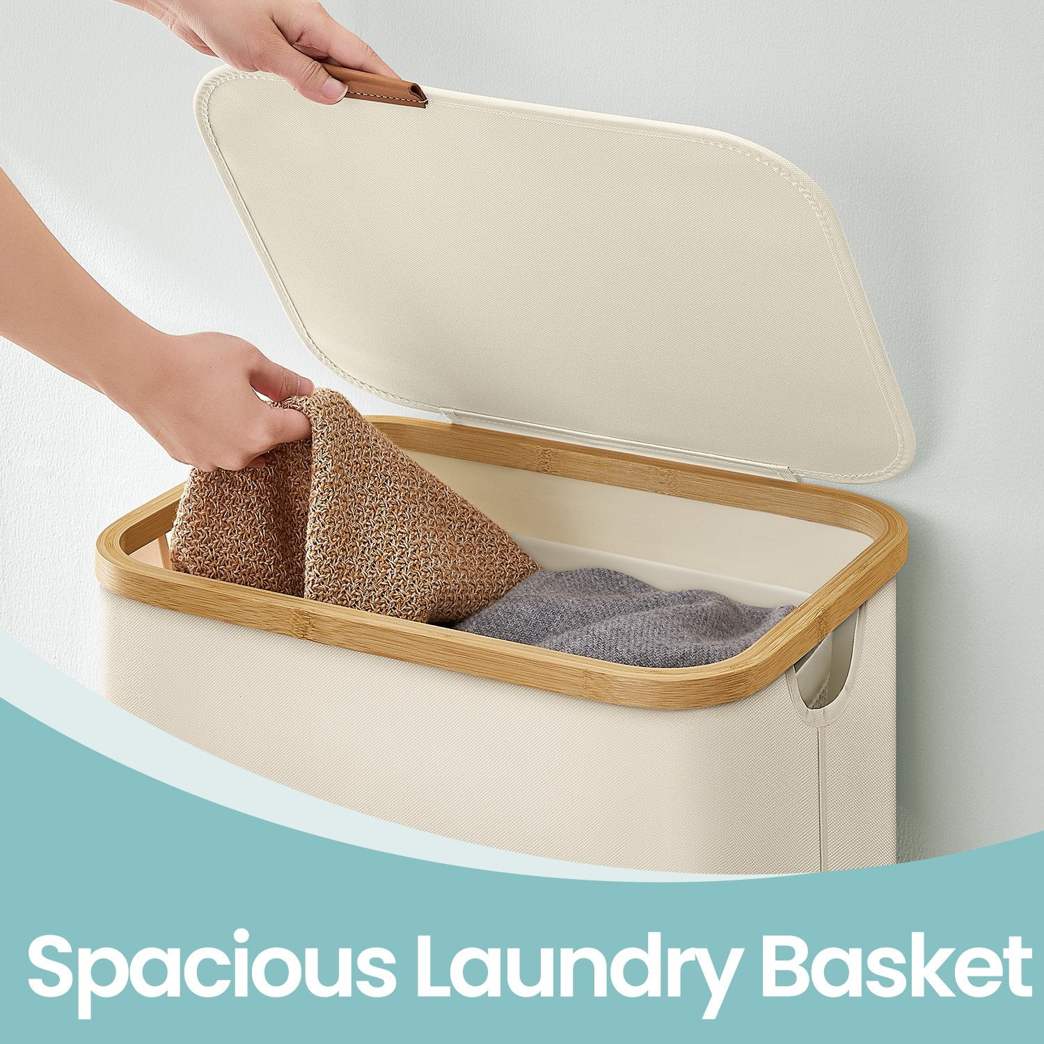 Laundry Hamper – Fabric – Ink Black – Large Capacity with Lid and Removable Mesh Liner