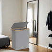 Large Laundry Hamper – Oxford Fabric – Ink Black – 3-Section with Lid and Removable Mesh Liner