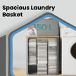 Large Laundry Hamper – Oxford Fabric – Ink Black – 3-Section with Lid and Removable Mesh Liner