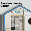 Large Laundry Hamper – Oxford Fabric – Ink Black – 3-Section with Lid and Removable Mesh Liner