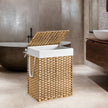 Laundry Basket – Synthetic Rattan – Natural – Foldable with Lid and Removable Liner