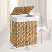 Laundry Basket – Synthetic Rattan – Natural – Foldable with Lid and Removable Liner